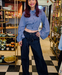 MABELLE STRIPED BLOUSE - BLUE