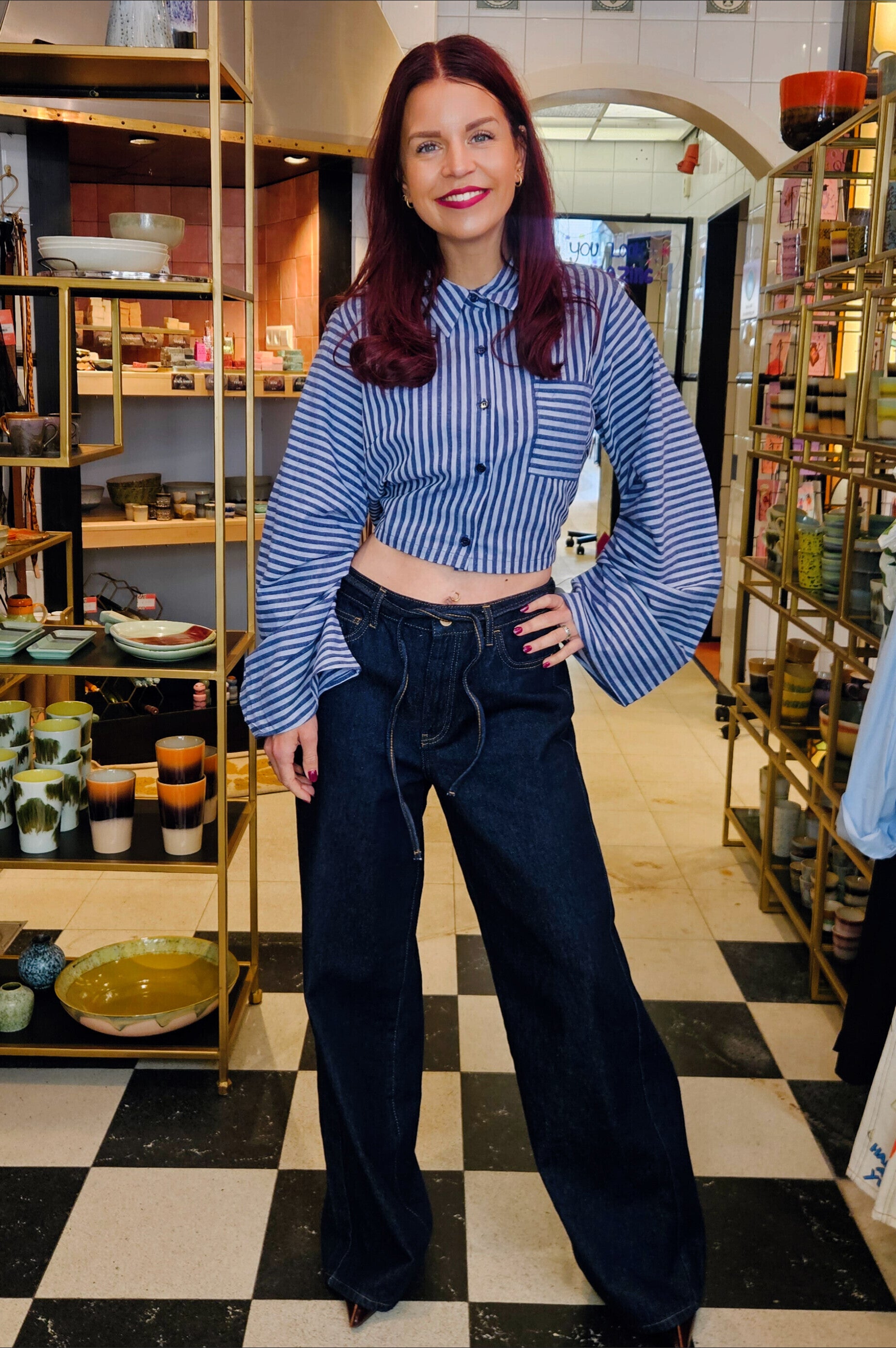 MABELLE STRIPED BLOUSE - BLUE