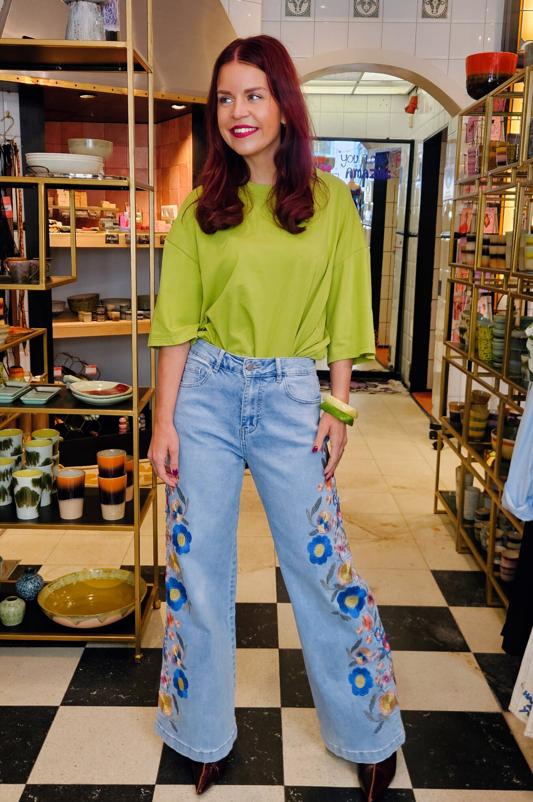 NORAIN EMBROIDERY JEANS - BLUE