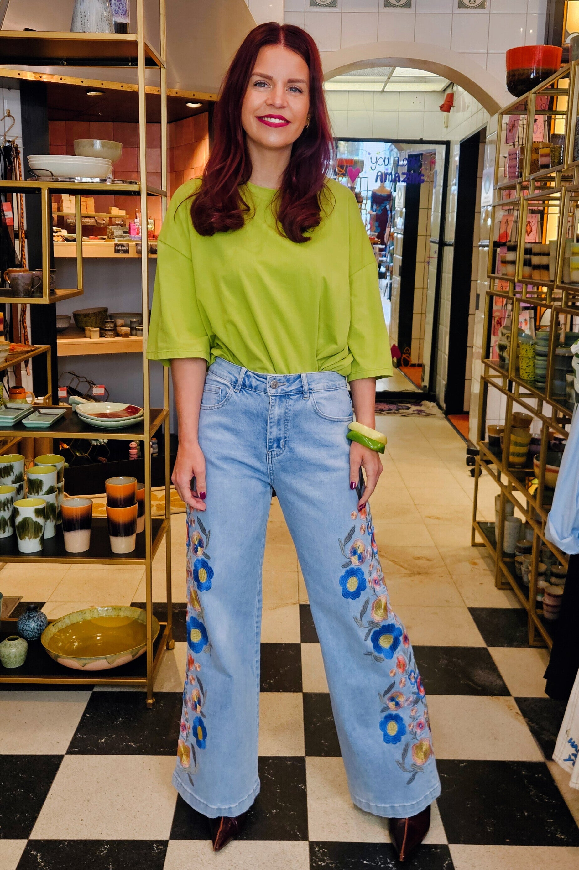NORAIN EMBROIDERY JEANS - BLUE