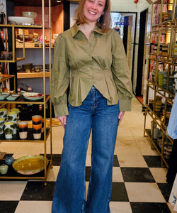 NANOE FITTED BLOUSE - KHAKI