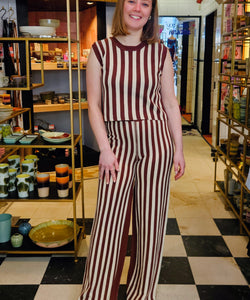 MILY STRIPED TOP - BROWN