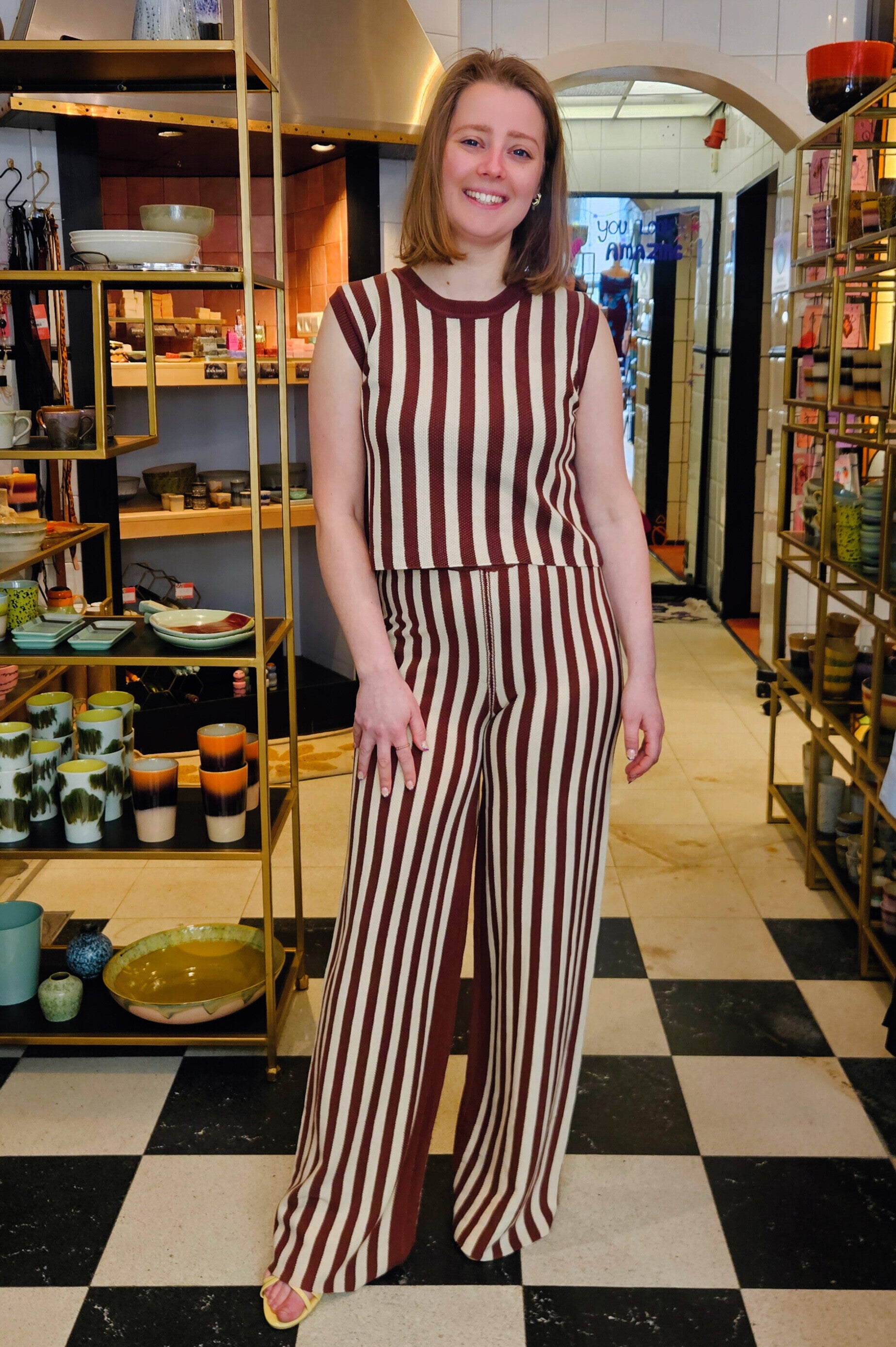 MILY STRIPED TOP - BROWN
