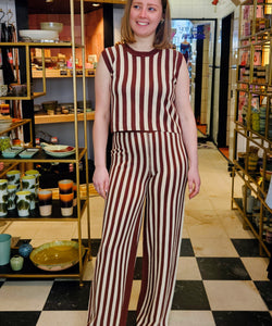 MILY STRIPED TOP - BROWN