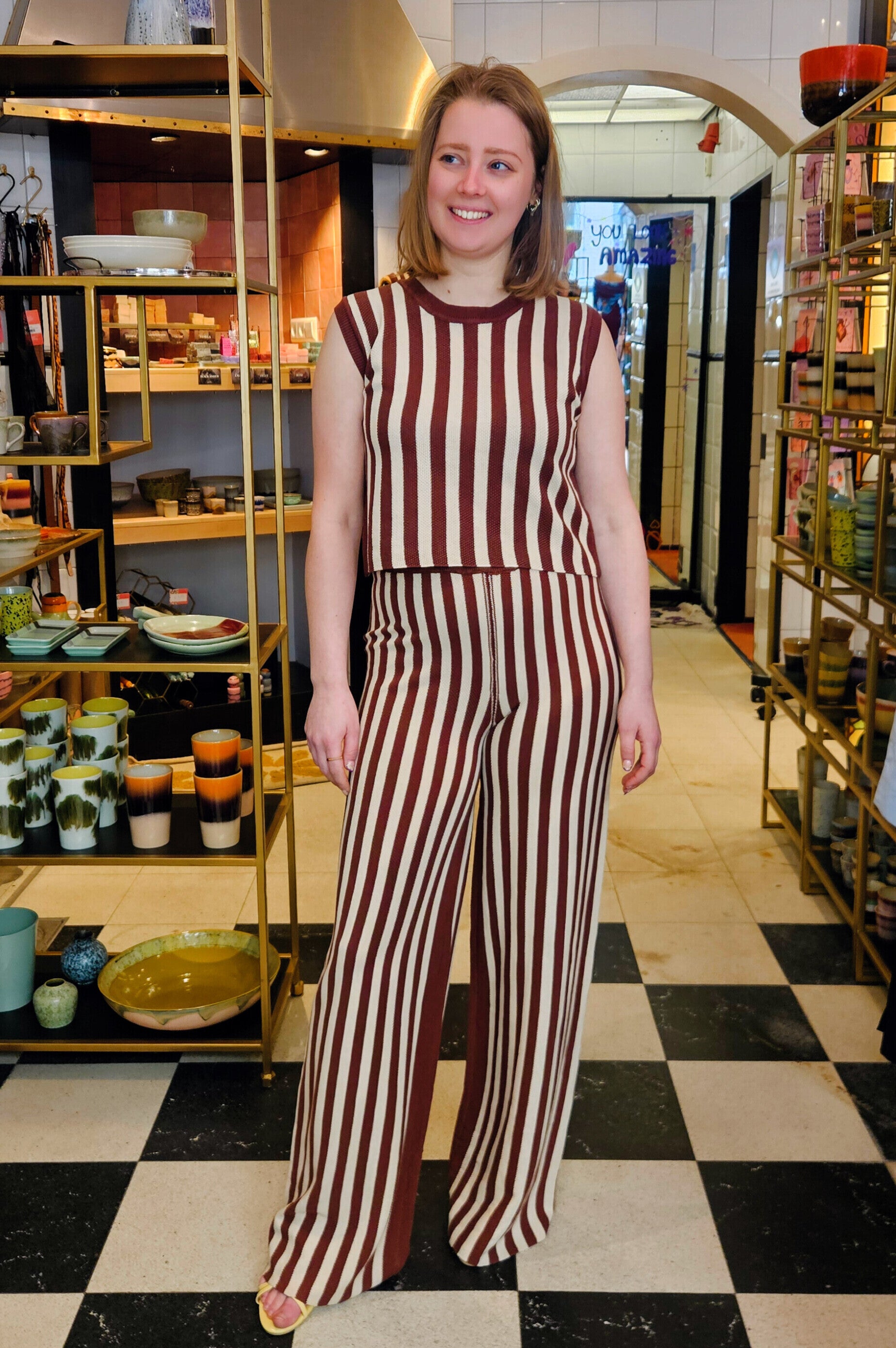 MILY STRIPED TOP - BROWN
