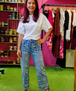 NINA EMBROIDERY JEANS - BLUE