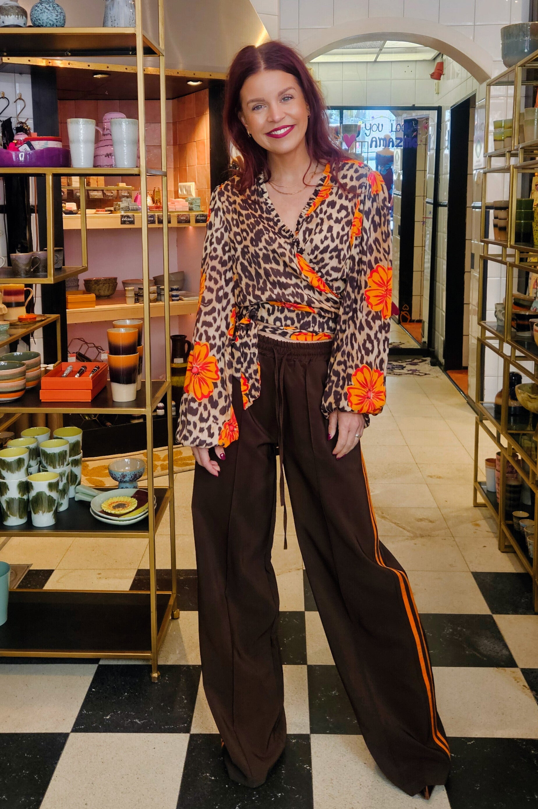 JOSJE TRACKING PANTS - BROWN/ORANGE