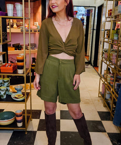 BOB & BILL | BERAWA ELTHAM SHORTS - BASIL GREEN