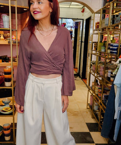 BOB & BILL | BERAWA LIO WRAP TOP - FUDGE / EGGPLANT