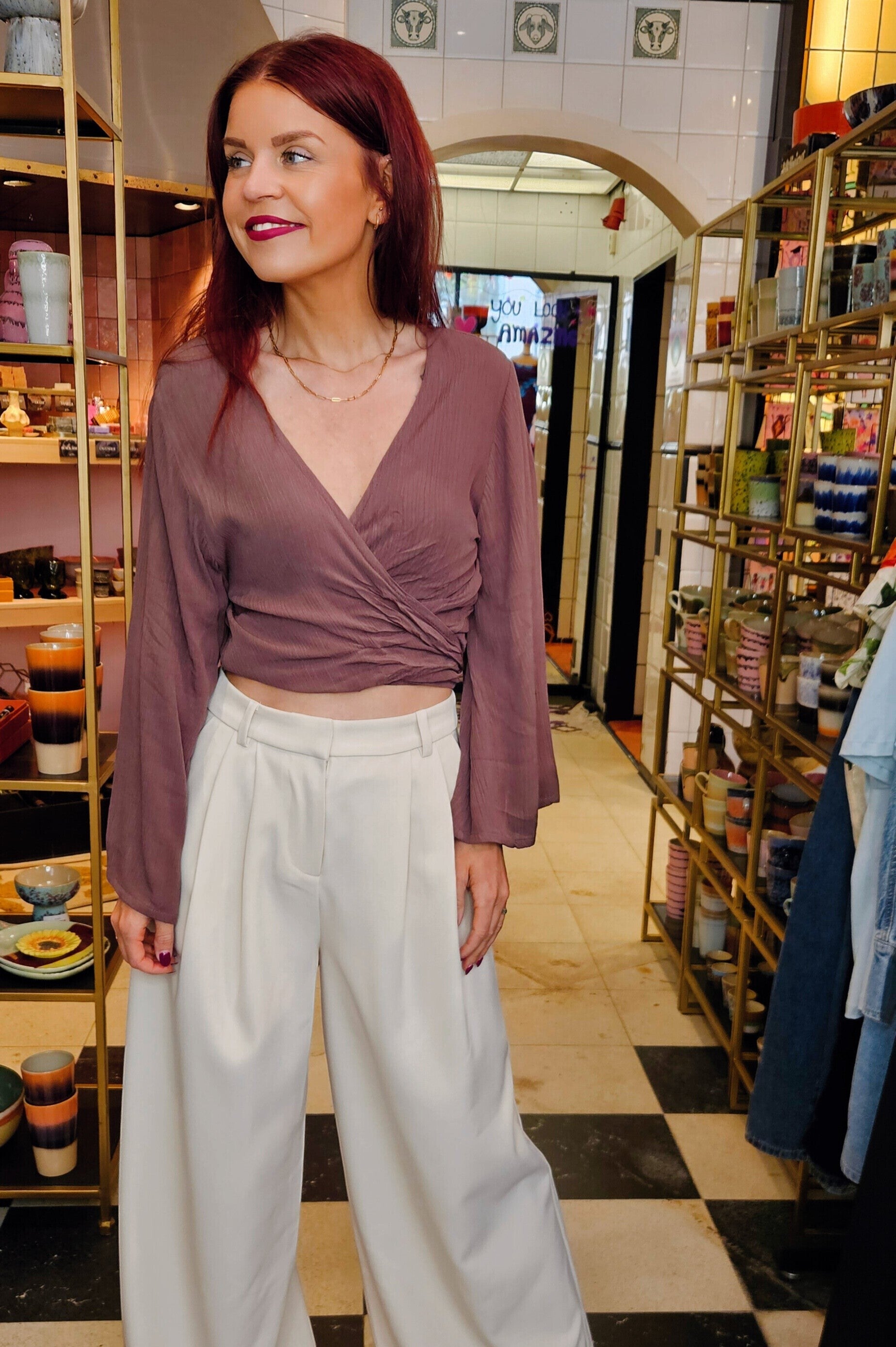 BOB & BILL | BERAWA LIO WRAP TOP - FUDGE / EGGPLANT