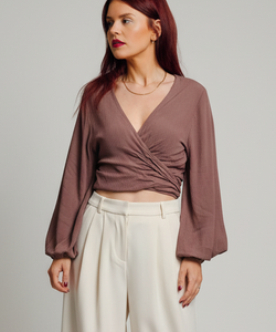 BOB & BILL | BERAWA LIO WRAP TOP - FUDGE / EGGPLANT