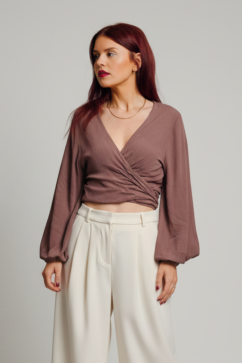 BOB & BILL | BERAWA LIO WRAP TOP - FUDGE / EGGPLANT