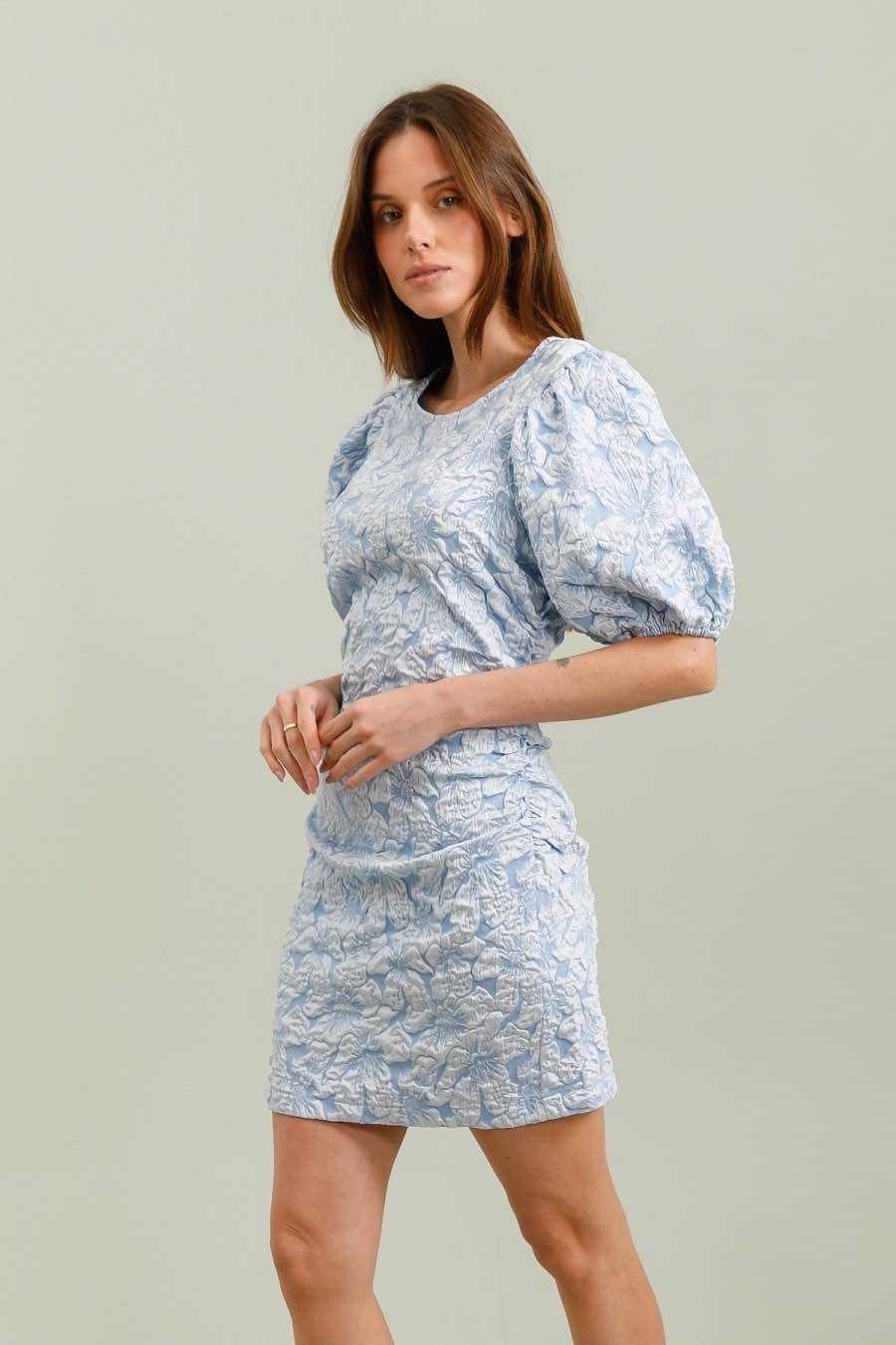 MOLLY JACQUARD DRESS - BLUE