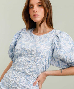 MOLLY JACQUARD DRESS - BLUE