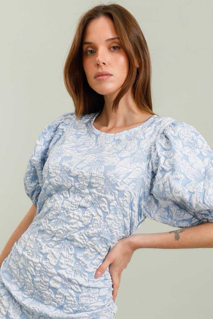 MOLLY JACQUARD DRESS - BLUE