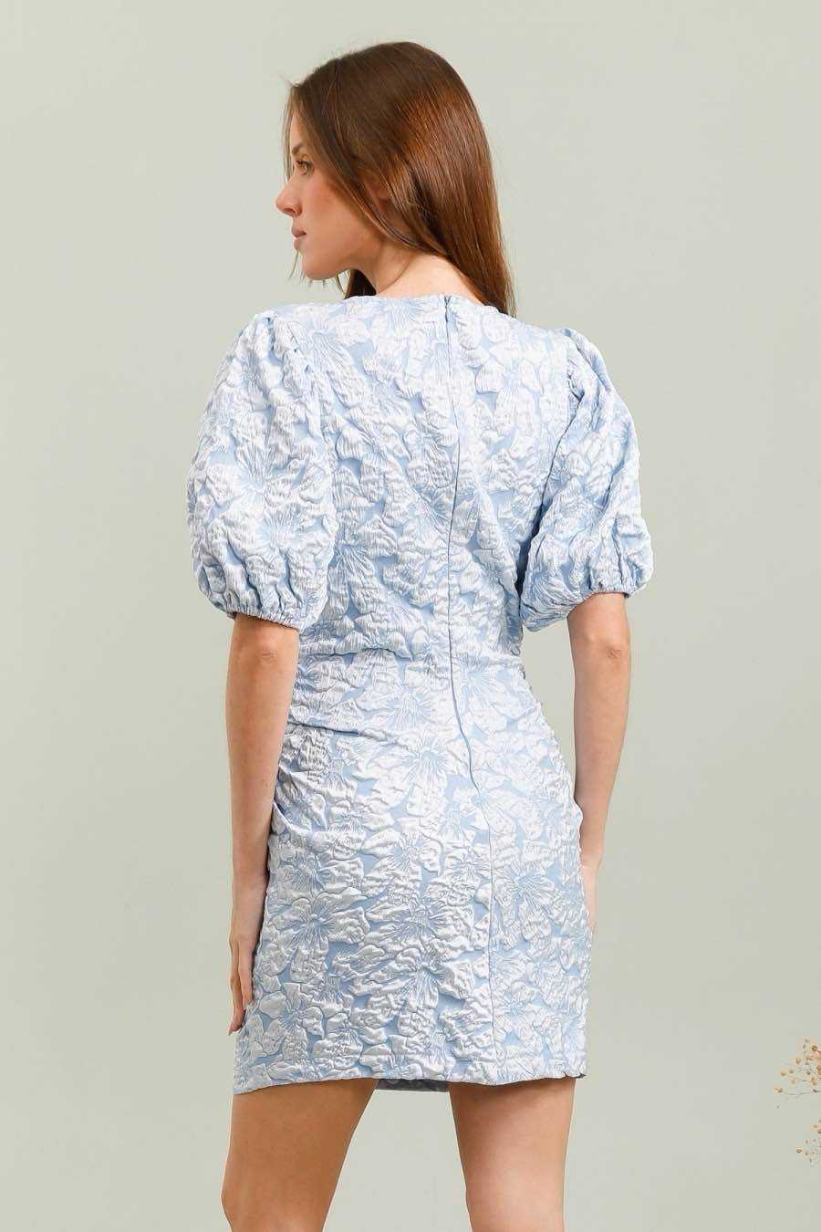 MOLLY JACQUARD DRESS - BLUE