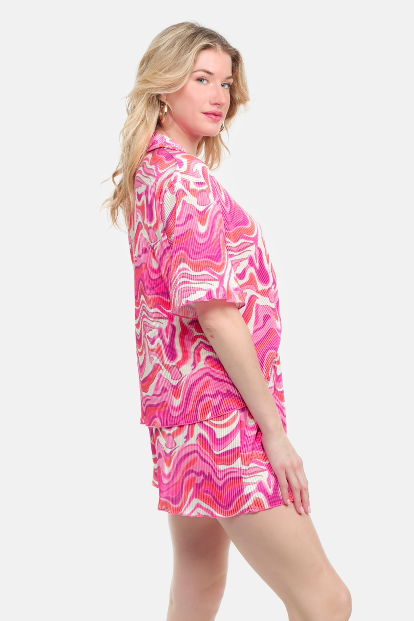 AMELIA PLISSE SHORTS - PINK