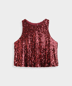 MARYAM SEQUIN TOP - BORDEAUX