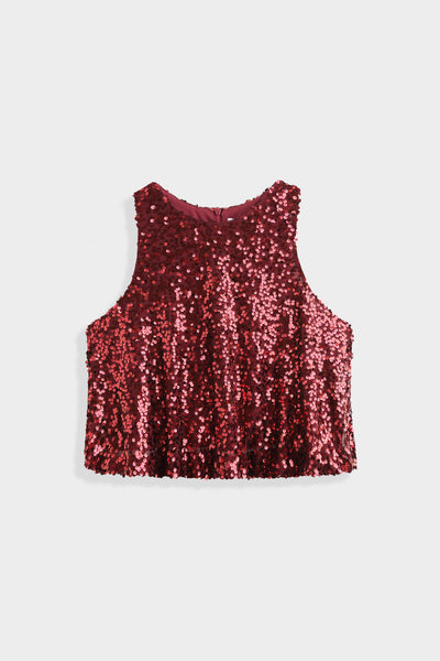 MARYAM SEQUIN TOP - BORDEAUX