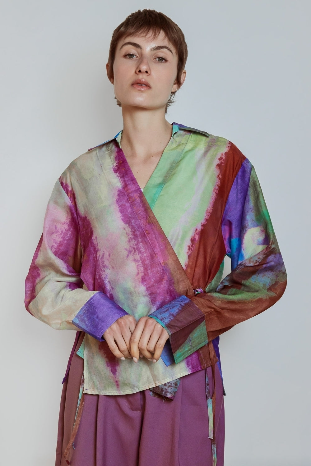 RIVER WRAP BLOUSE - PURPLE