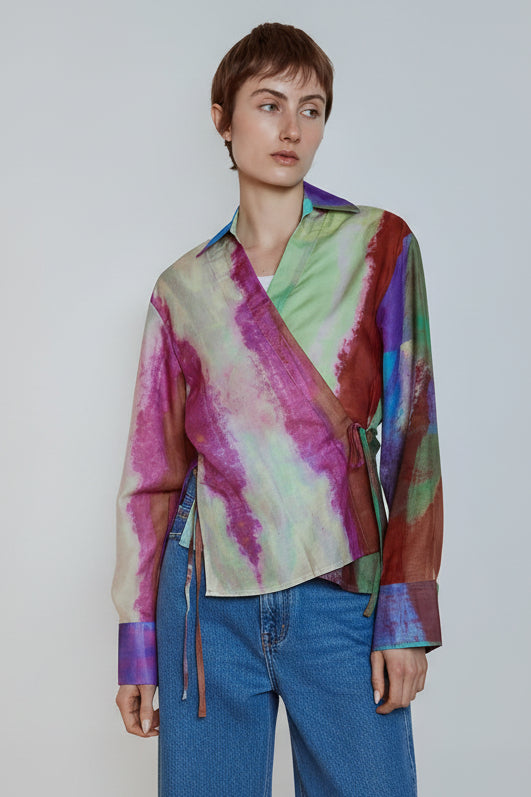 RIVER WRAP BLOUSE - PURPLE