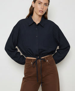 CHRIS PINSTRIPED JACKET - NAVY