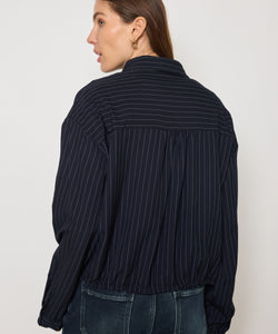 CHRIS PINSTRIPED JACKET - NAVY