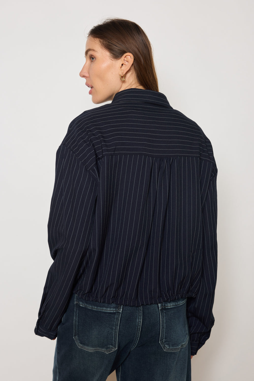 CHRIS PINSTRIPED JACKET - NAVY