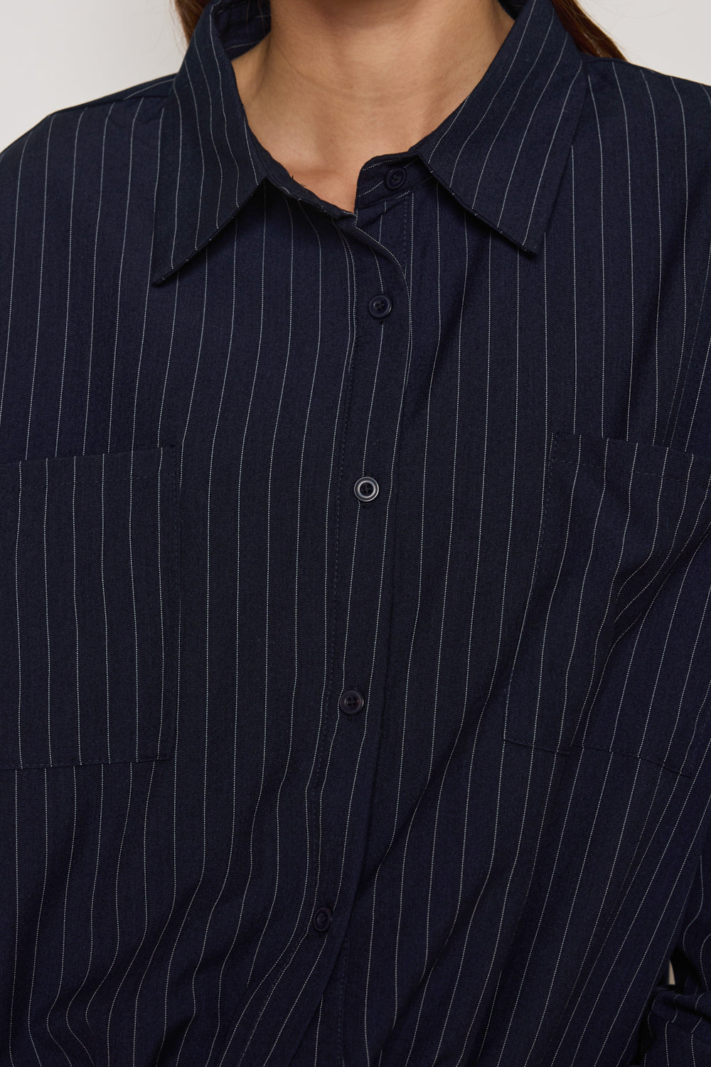 CHRIS PINSTRIPED JACKET - NAVY