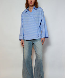 CAROL STRIPED BLOUSE - BLUE