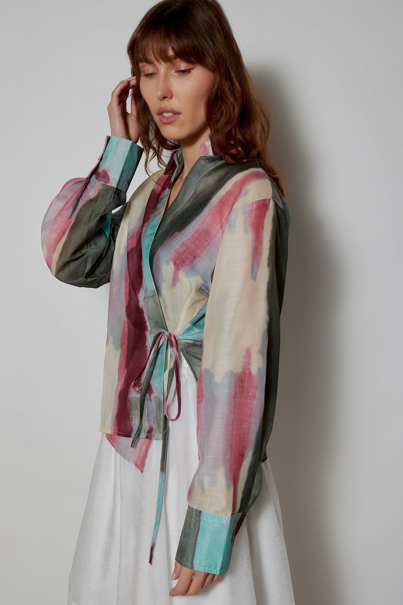 RIVER WRAP BLOUSE - OLIVE/BUTTER YELLOW