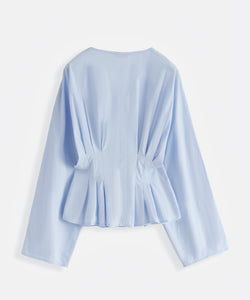 EMMA PLEATED BLOUSE - BLUE