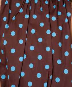 NONA POLKA DOT TOP - BROWN/BLUE