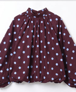 SACHSA POLKA DOT BLOUSE - BORDEAUX