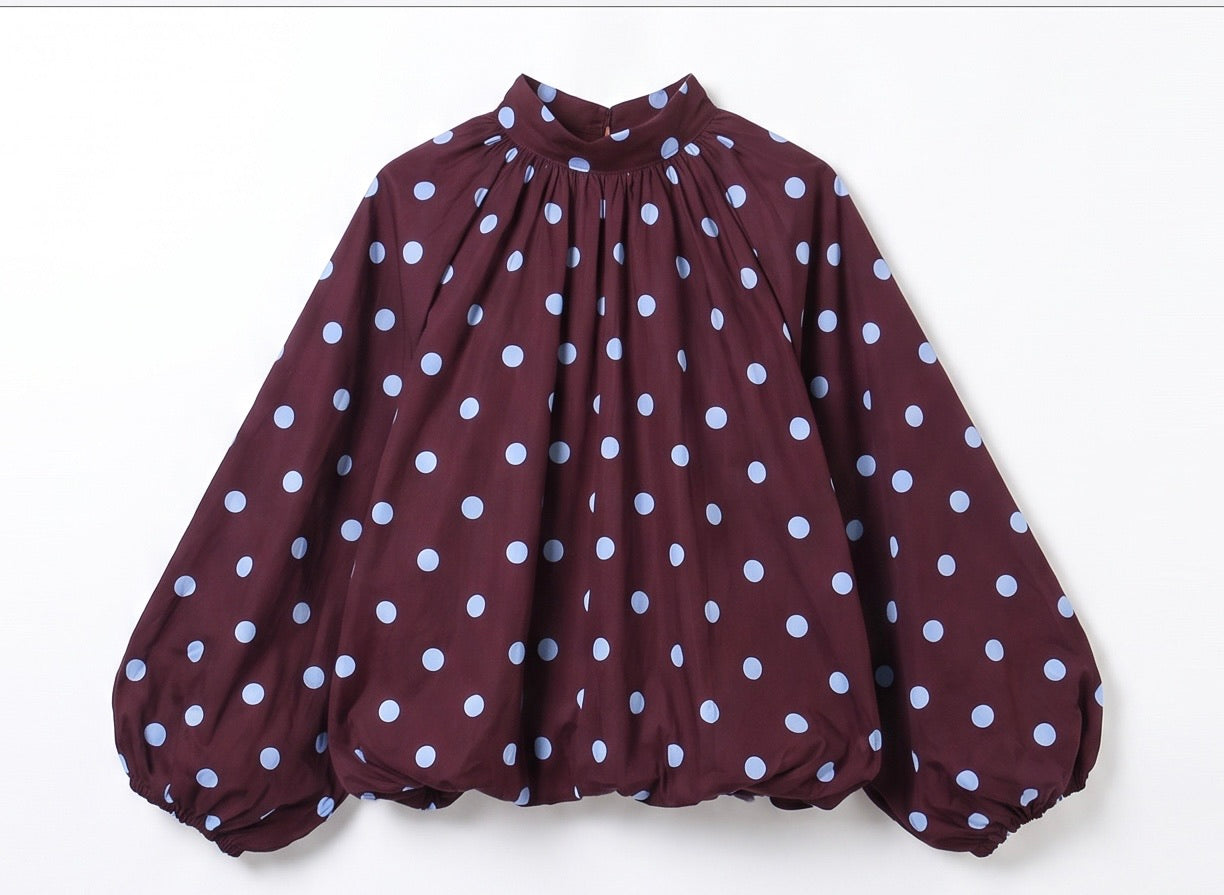 SACHSA POLKA DOT BLOUSE - BORDEAUX