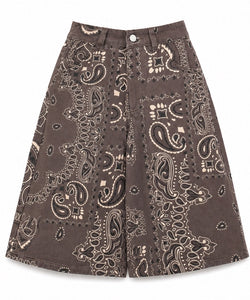 YUNA PAISLEY JORTS - BROWN