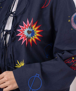 DAKOTA EMBROIDERY BLOUSE - NAVY