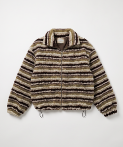 GROOVE FLEECE CARDIGAN - BROWN/GREEN
