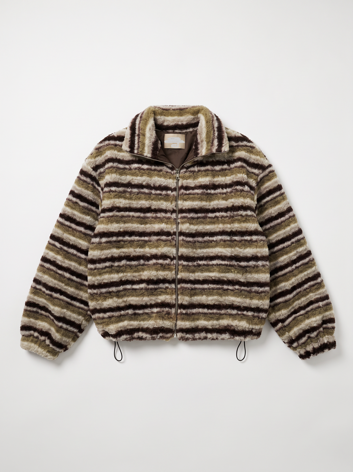 GROOVE FLEECE CARDIGAN - BROWN/GREEN