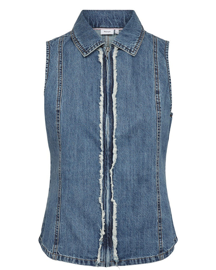 NÜMPH | SANDIE VEST - MEDIUM BLUE DENIM