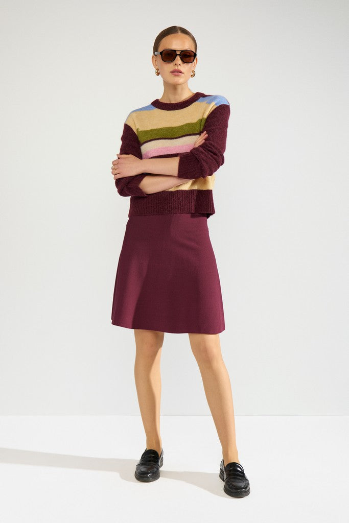 NÜMPH | RIETTE PIXEL STRIPE PULLOVER - FIG