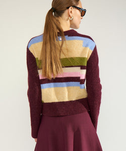 NÜMPH | RIETTE PIXEL STRIPE PULLOVER - FIG