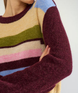 NÜMPH | RIETTE PIXEL STRIPE PULLOVER - FIG