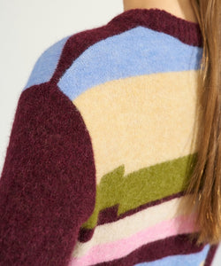 NÜMPH | RIETTE PIXEL STRIPE PULLOVER - FIG