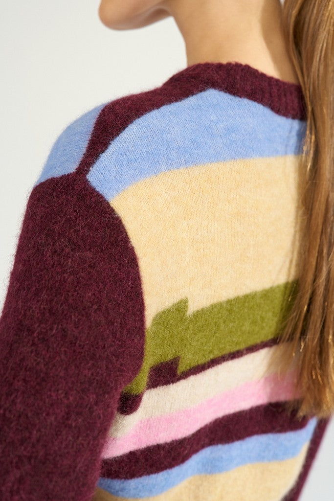 NÜMPH | RIETTE PIXEL STRIPE PULLOVER - FIG