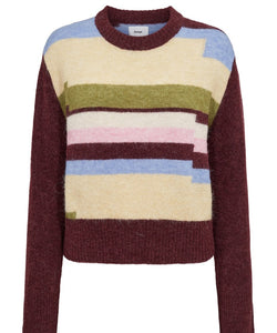 NÜMPH | RIETTE PIXEL STRIPE PULLOVER - FIG