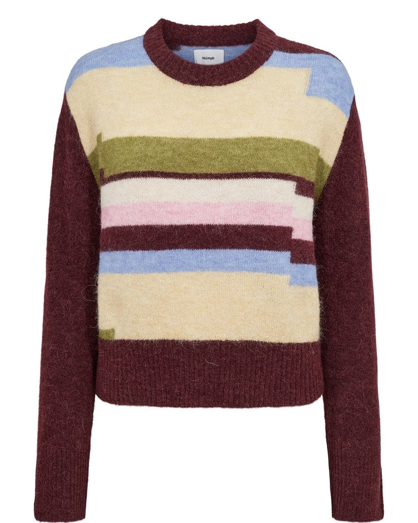 NÜMPH | RIETTE PIXEL STRIPE PULLOVER - FIG