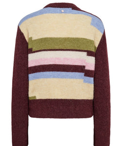 NÜMPH | RIETTE PIXEL STRIPE PULLOVER - FIG
