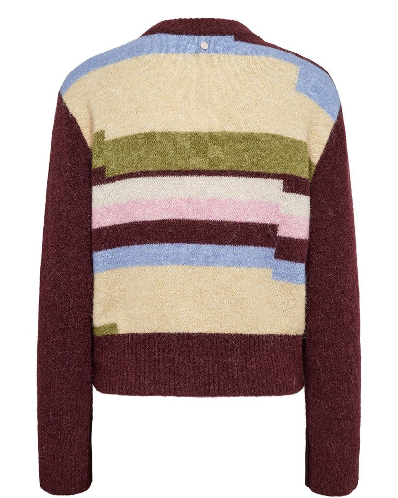 NÜMPH | RIETTE PIXEL STRIPE PULLOVER - FIG