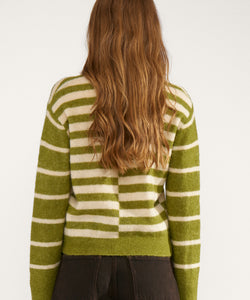 NÜMPH | RIETTE BLOCK STRIPE PULLOVER - CALLA GREEN